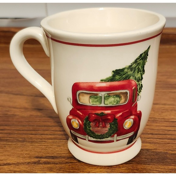 Mud Pie Other - Mud Pie Christmas Mug Red Truck with Tree Ceramic Coffee Cup Holiday 94130359T